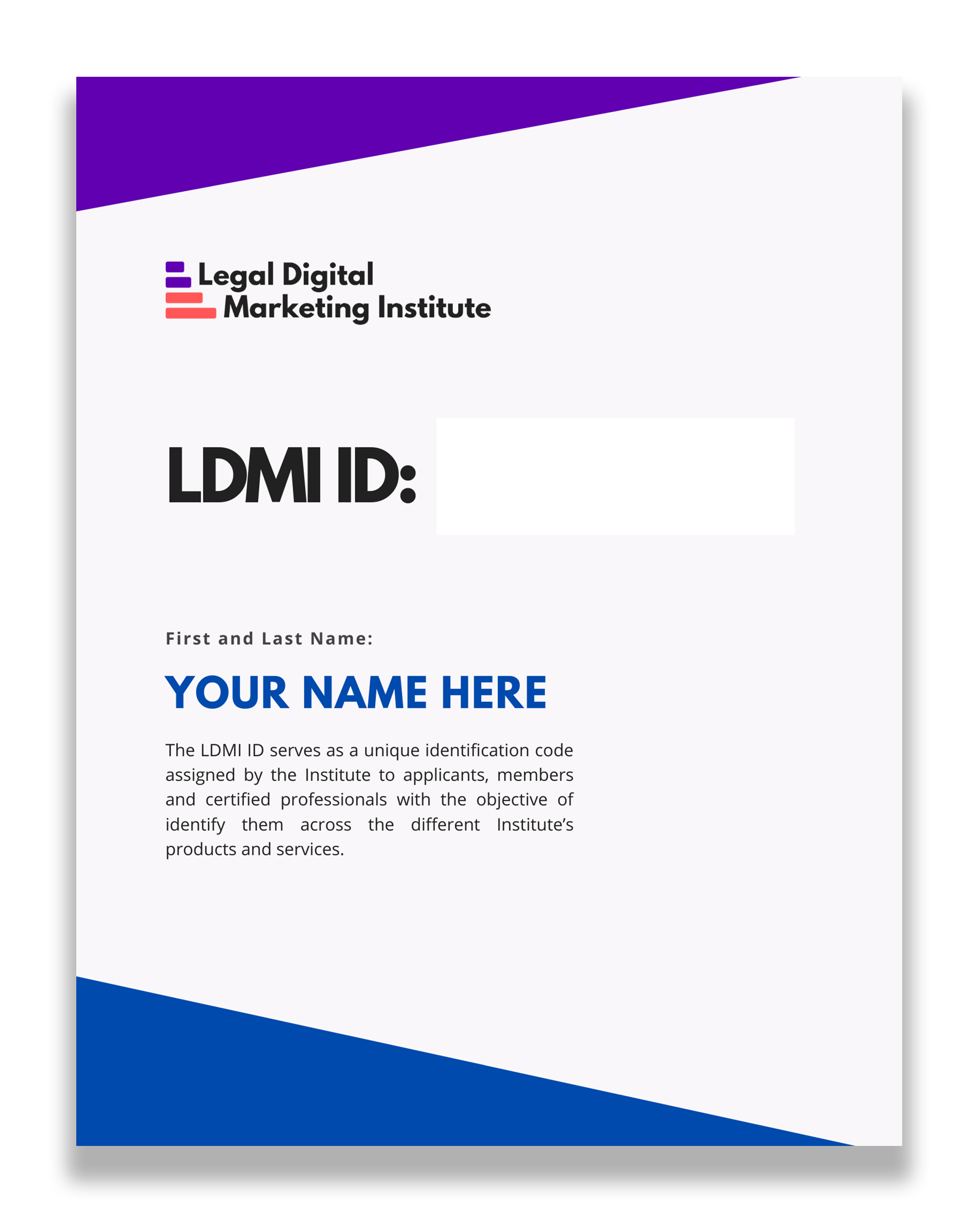 LDMI ID Certificate Sample